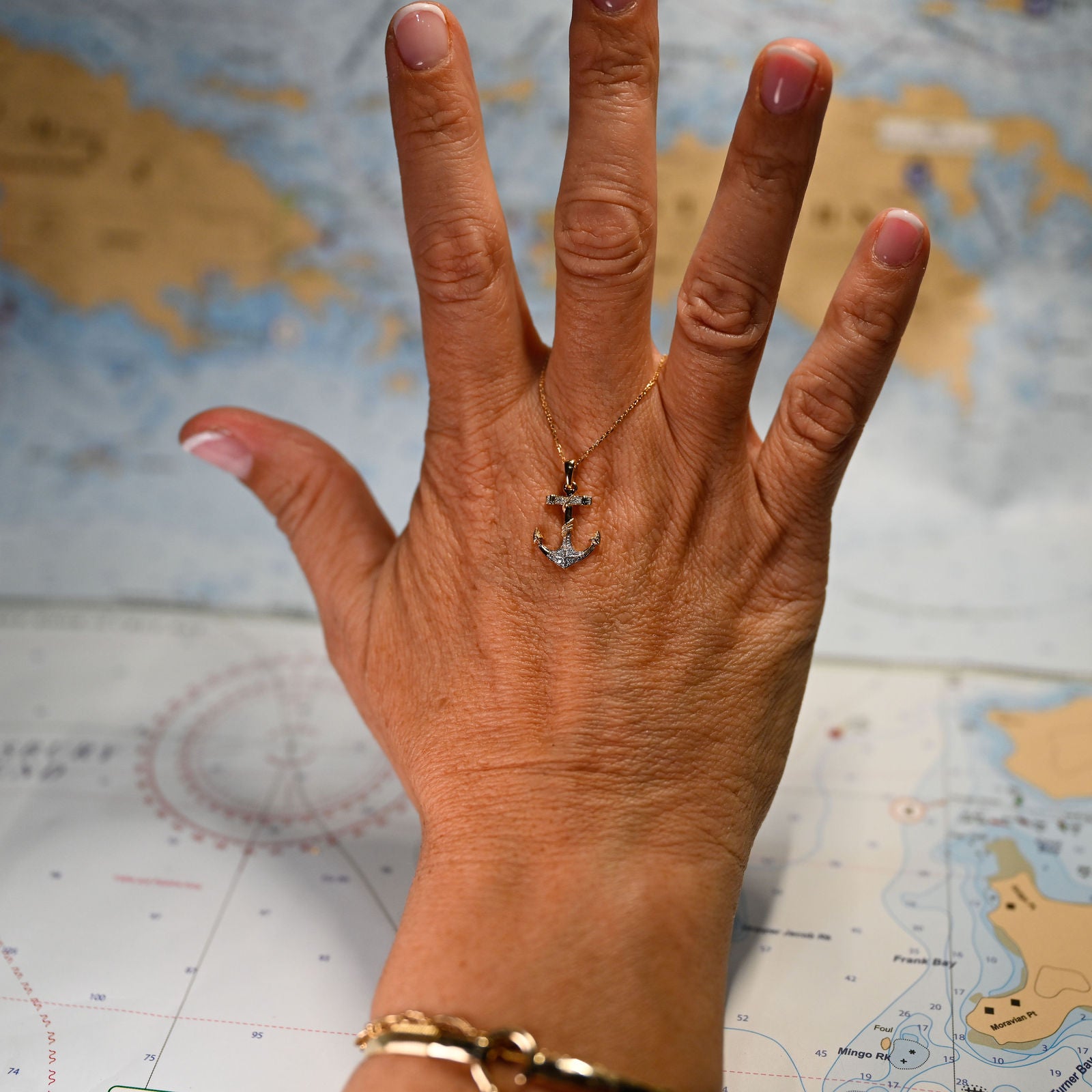 14kyg Lab Diamond Anchor Necklace #1