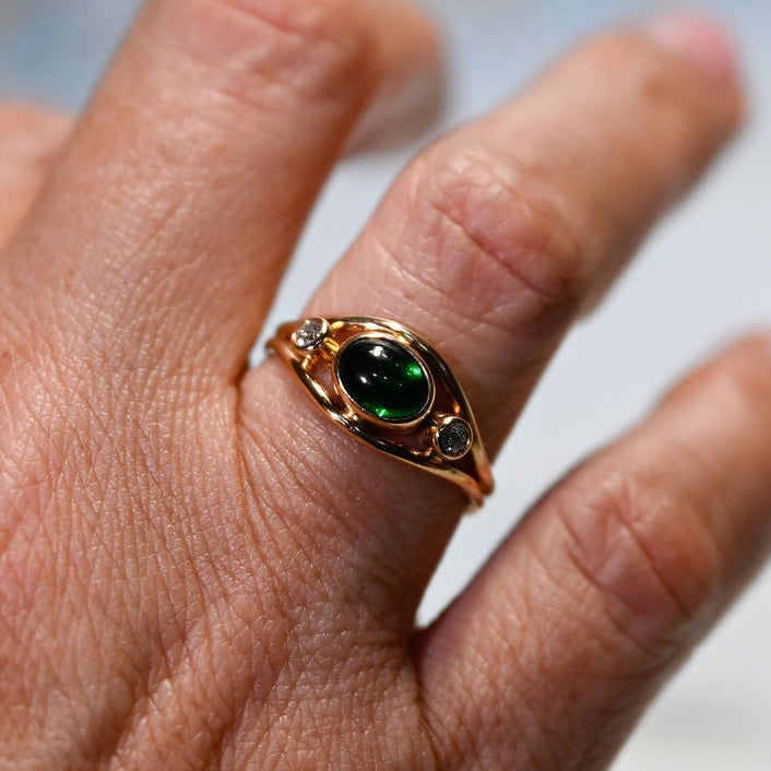 14KY CHROME TOURMALINE 1.27CT DIA RING