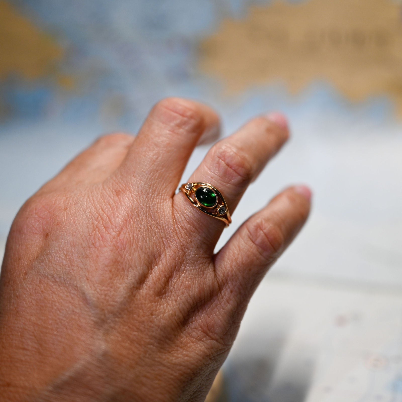 14KY CHROME TOURMALINE 1.27CT DIA RING