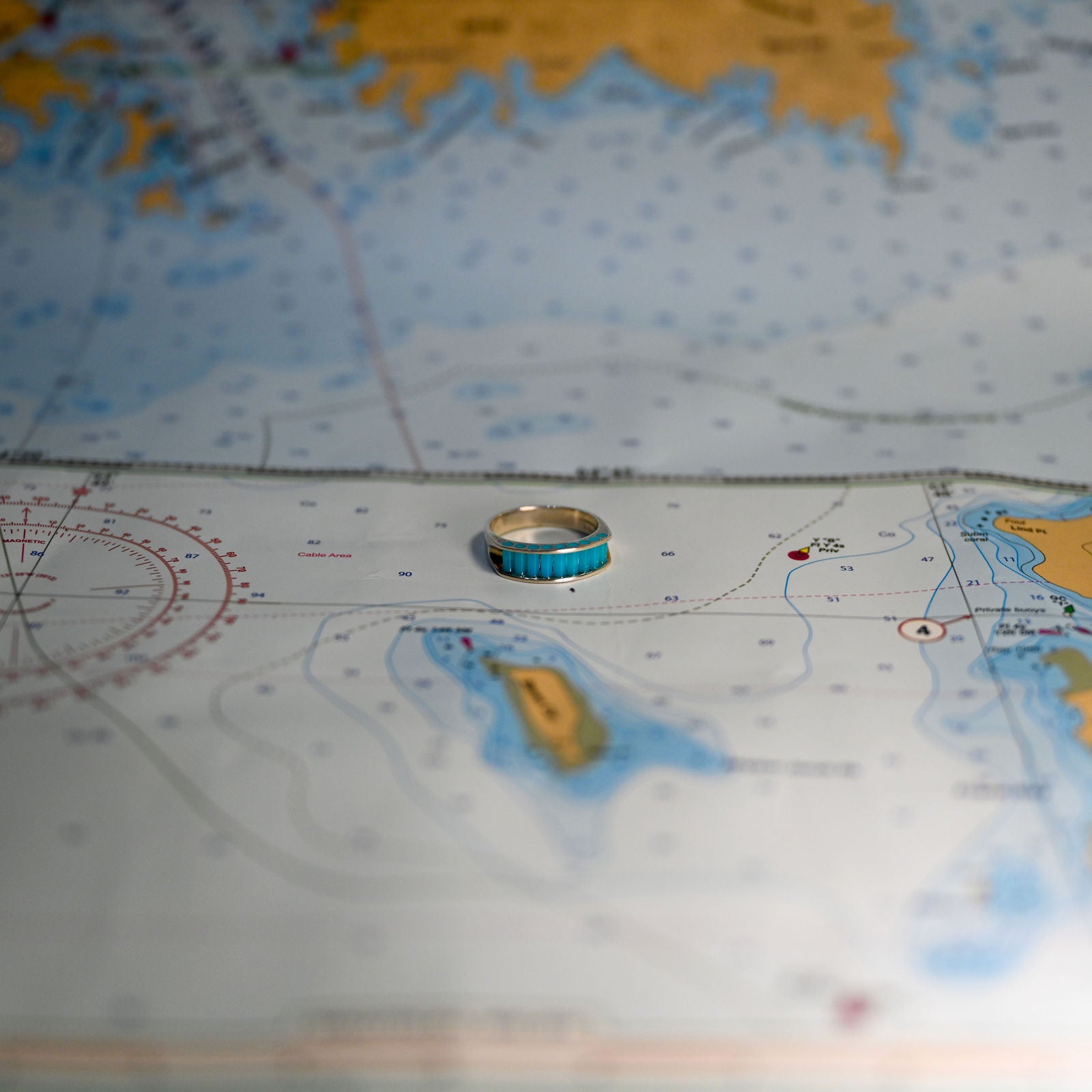 Argentium/Sterling Silver Gents Blue Onyx/Argentium Cylettes Aperture Ring