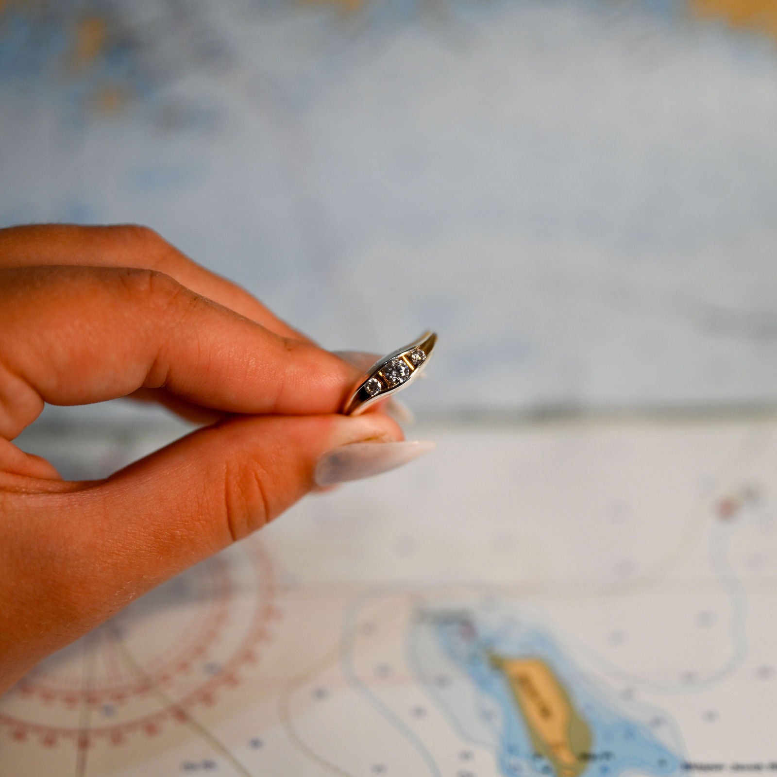 Argentium/Sterling Silver Capture Smile Ring with 14kyg cylettes and 3 Cubic Zirconia