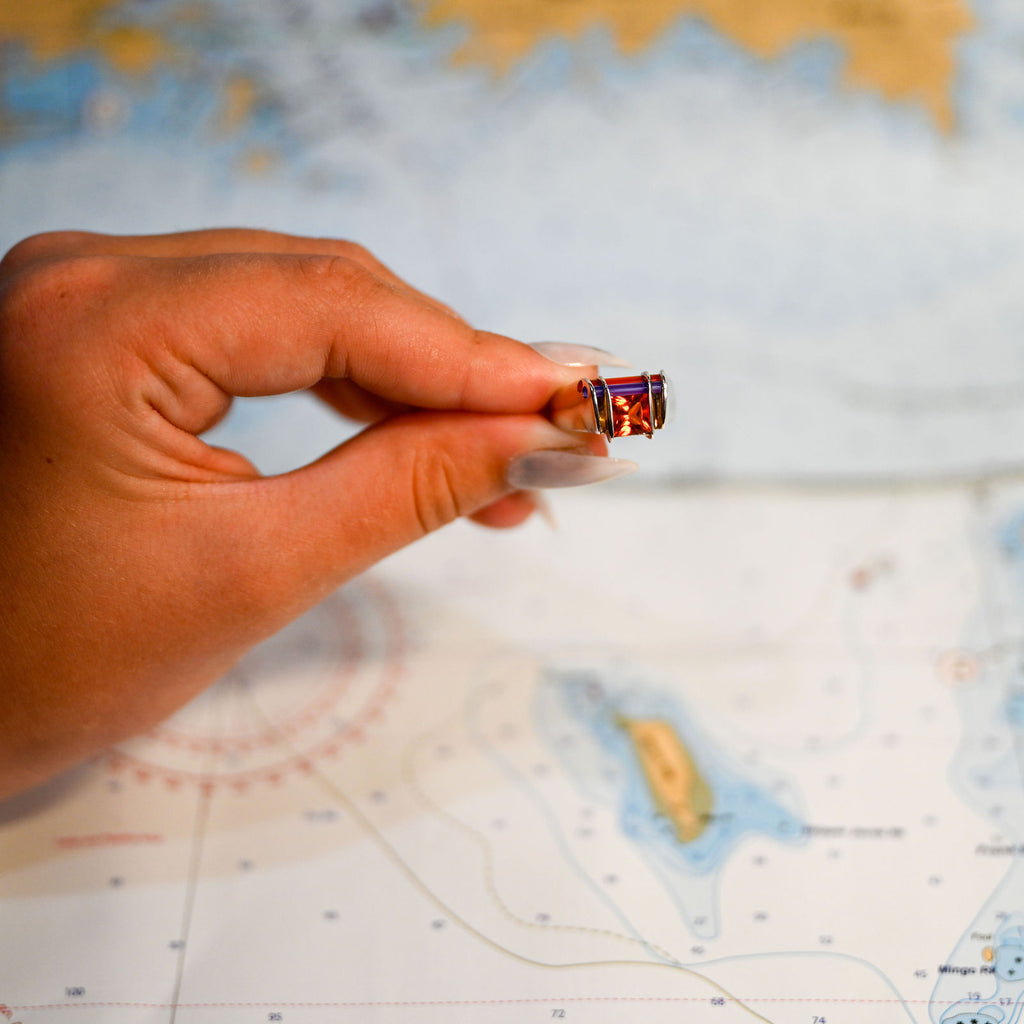 Argentium/Sterling Silver 6mm 1.7ct Poppy Topaz, Lavendar Onyx Cylettes Capture Ring