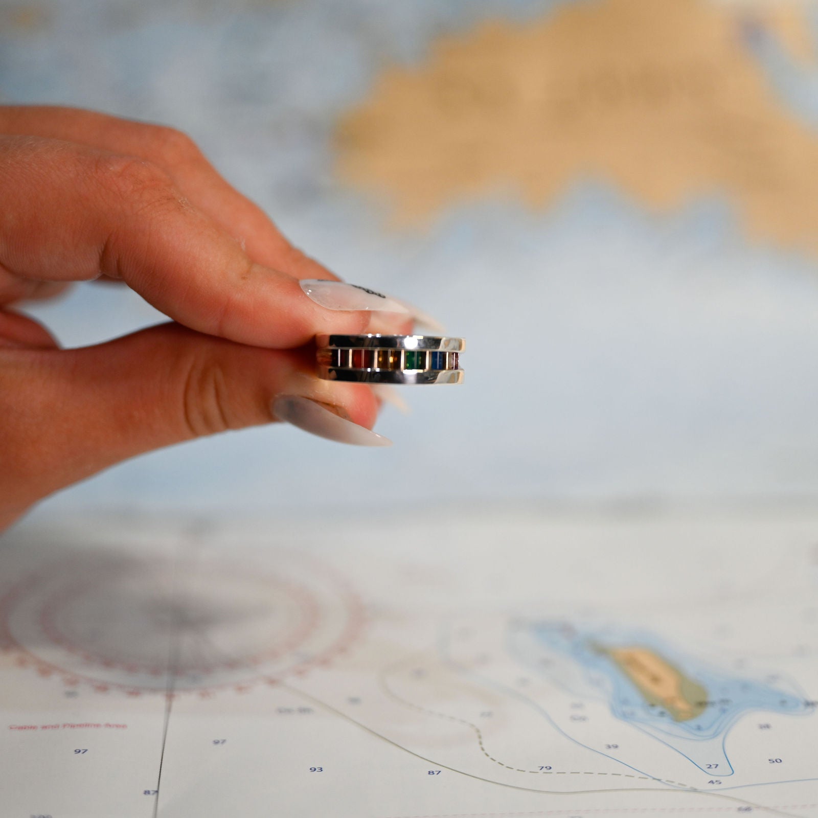 Argentium/Sterling Silver Gents Aperture Rainbow/Argentium Cylettes Ring