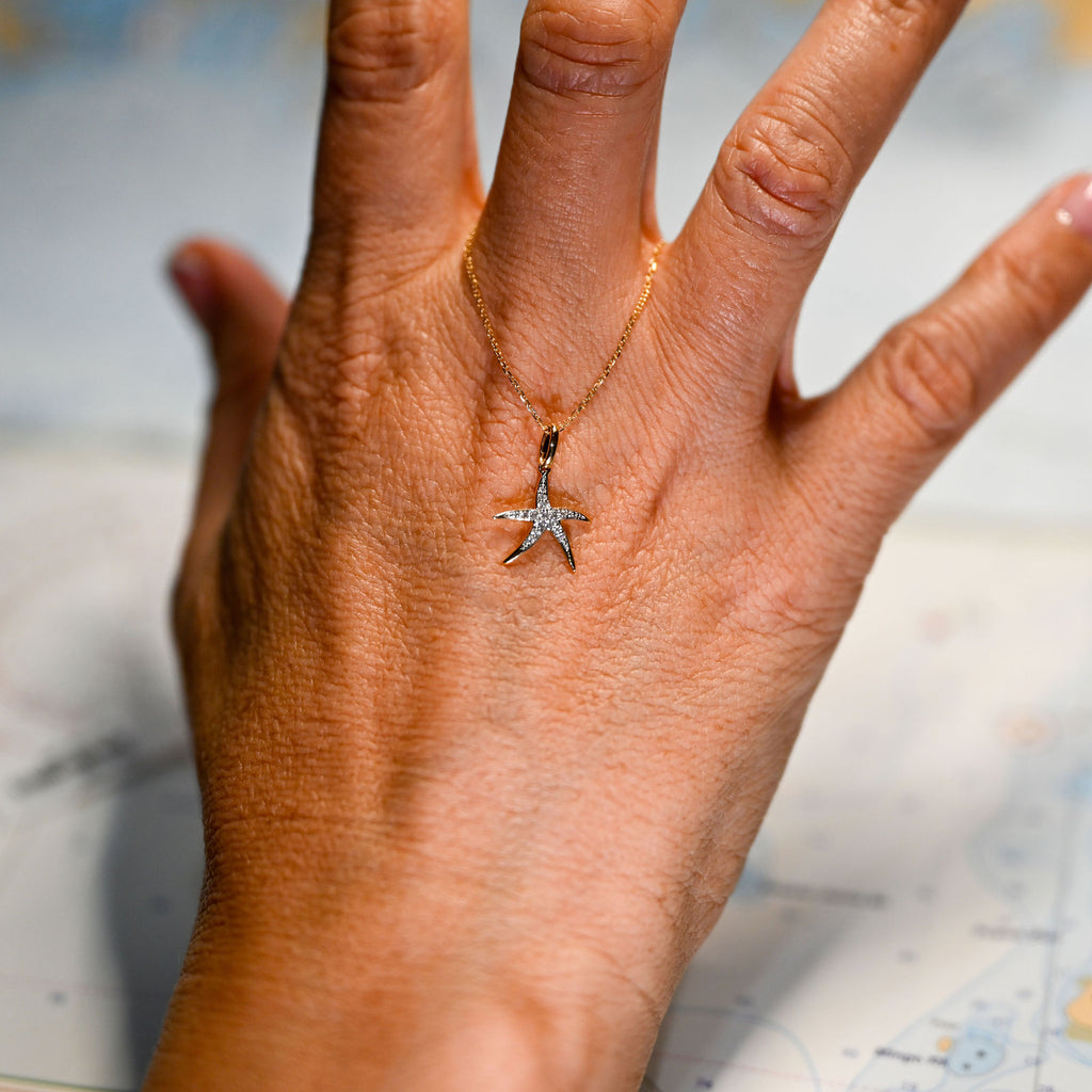 14kyg Lab Diamond Starfish Necklace