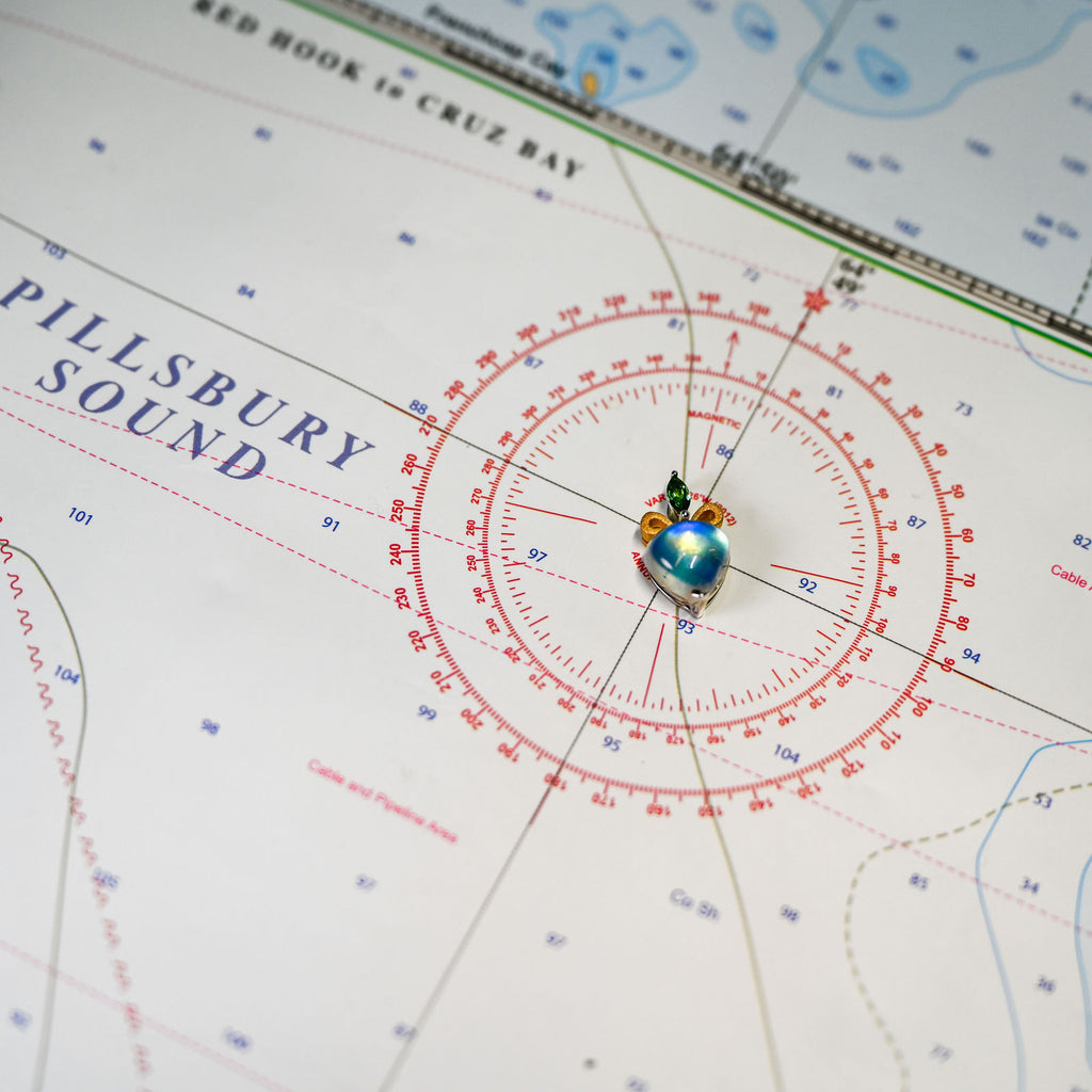 18k 2-Tone Pendant w/Moonstone (3.47cttw), Tsavorite (.16 cttw)