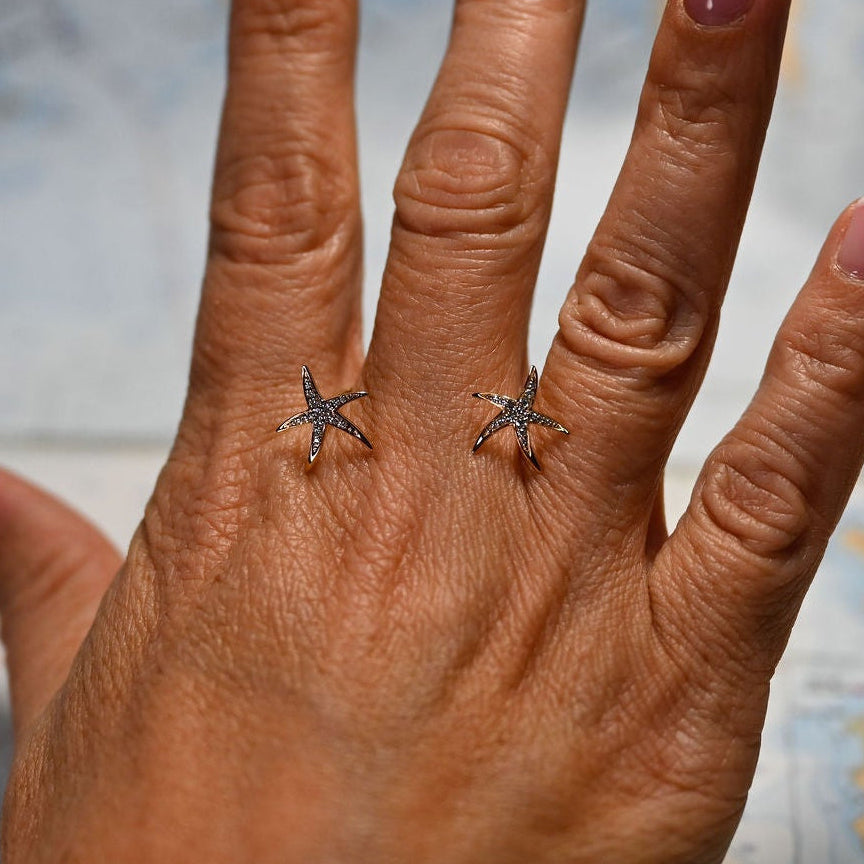14kyg Lab Diamond Starfish Stud Earrings