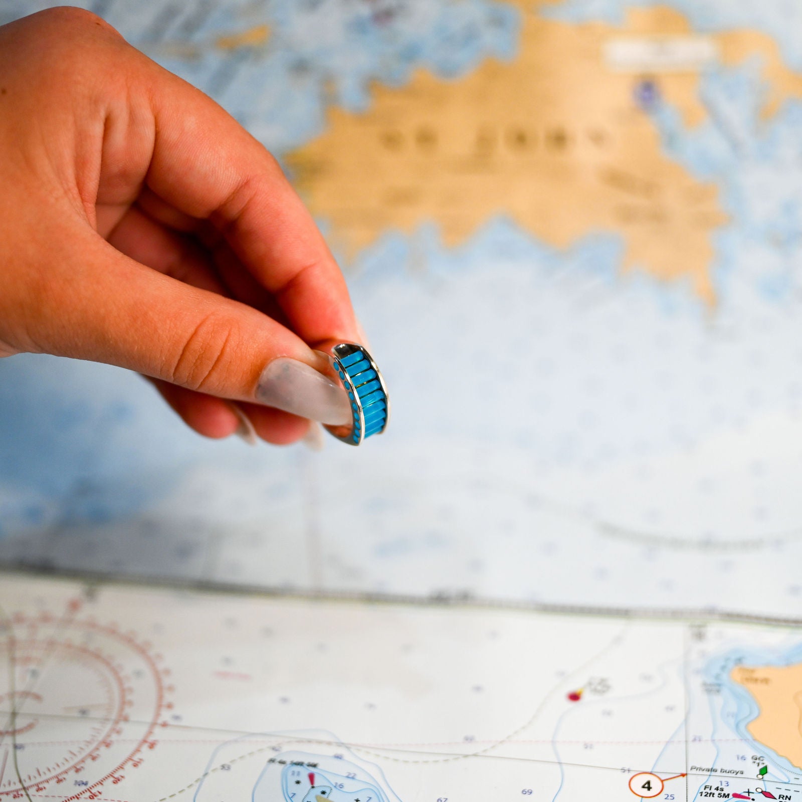 Argentium/Sterling Silver 8mm Aperture Ring Premium Glacier Blue Cylettes