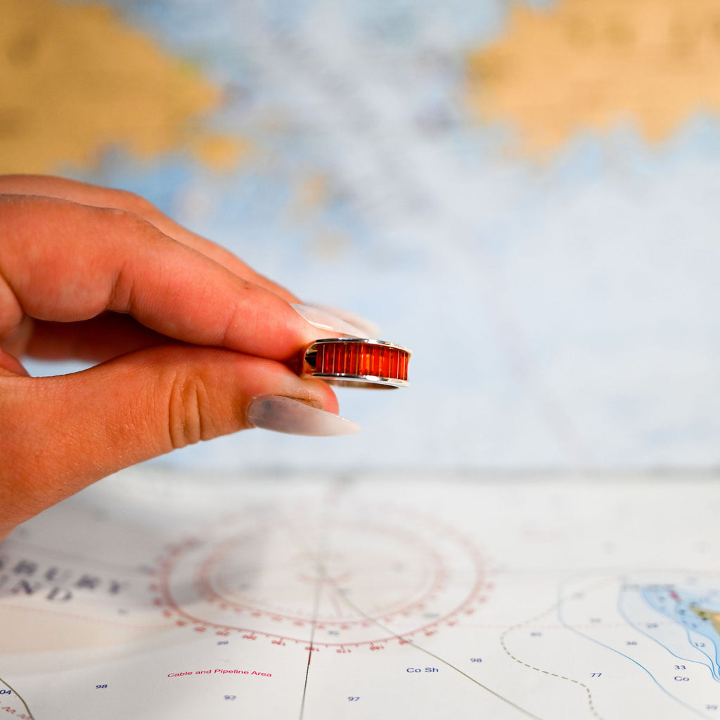 Argentium/Sterling Silver 8mm Aperture Ring Carnelian Cylettes