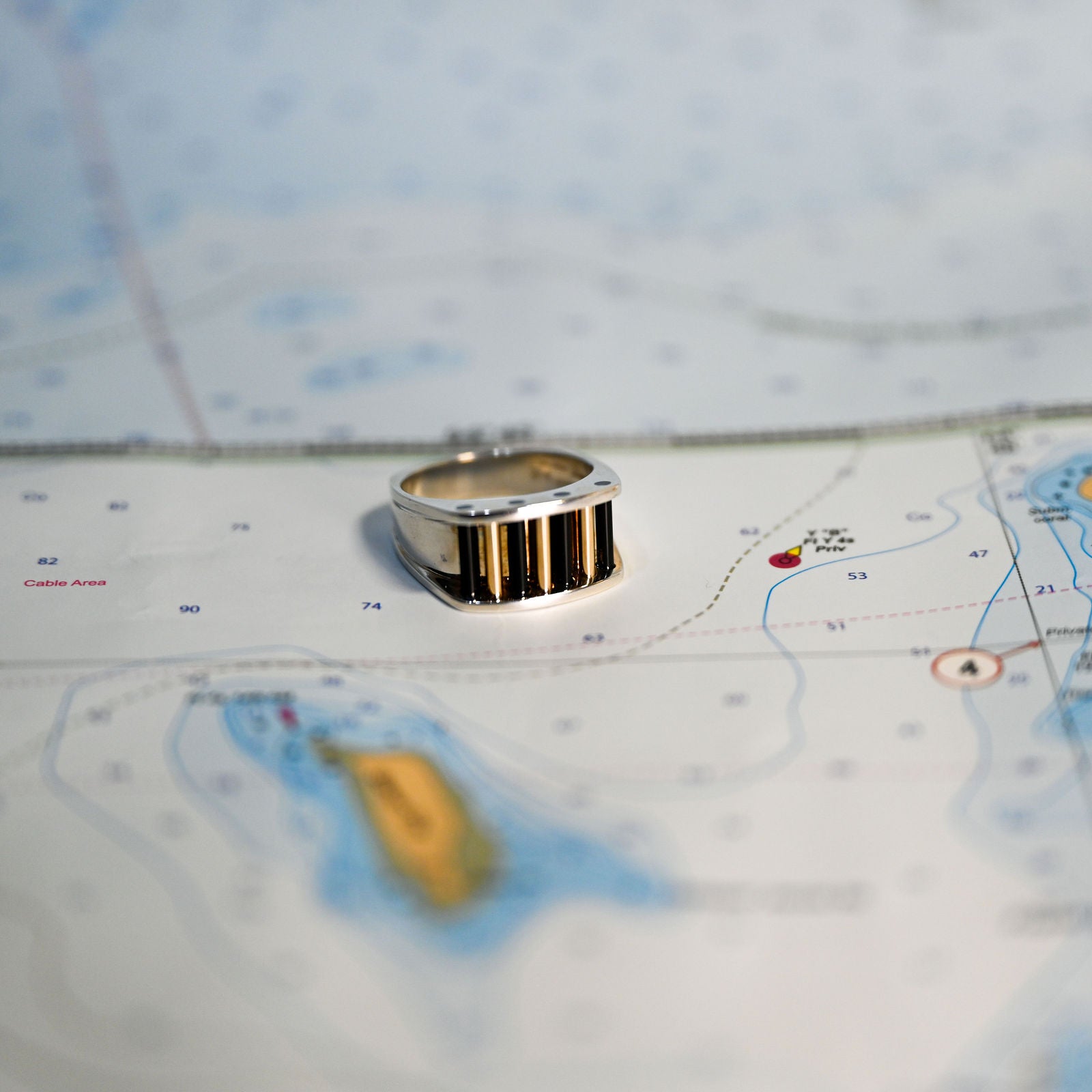 Argentium/SS/14k Aperture Ring Black onyx/14k Cylettes