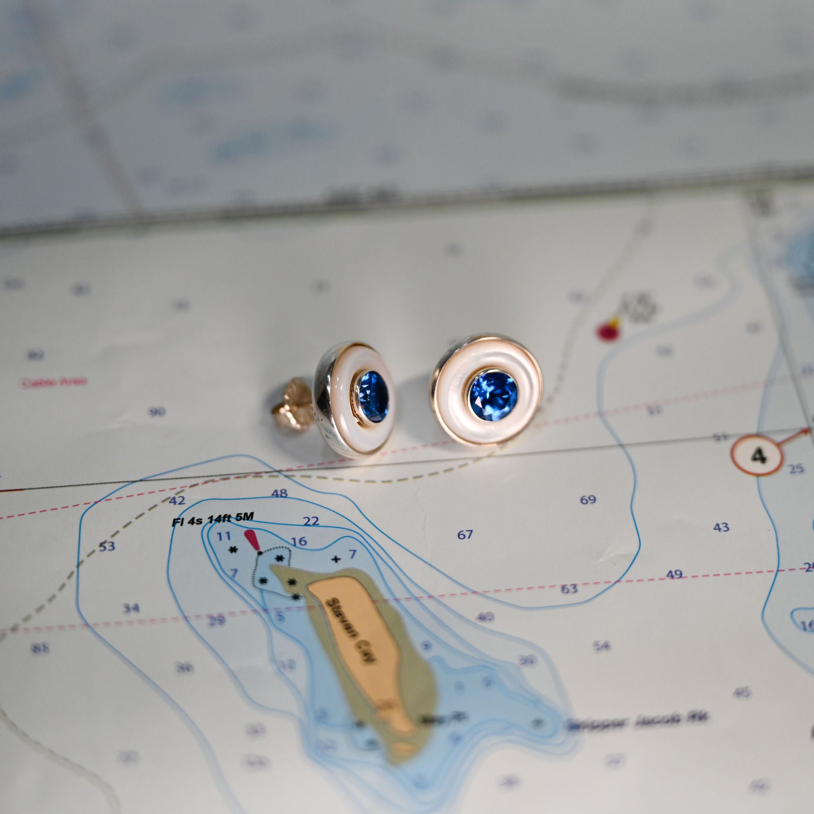 Argentium/Sterling Silver 14x7 Agate and Tinted Cubic Zirconia Lifesaver Stud Earrings