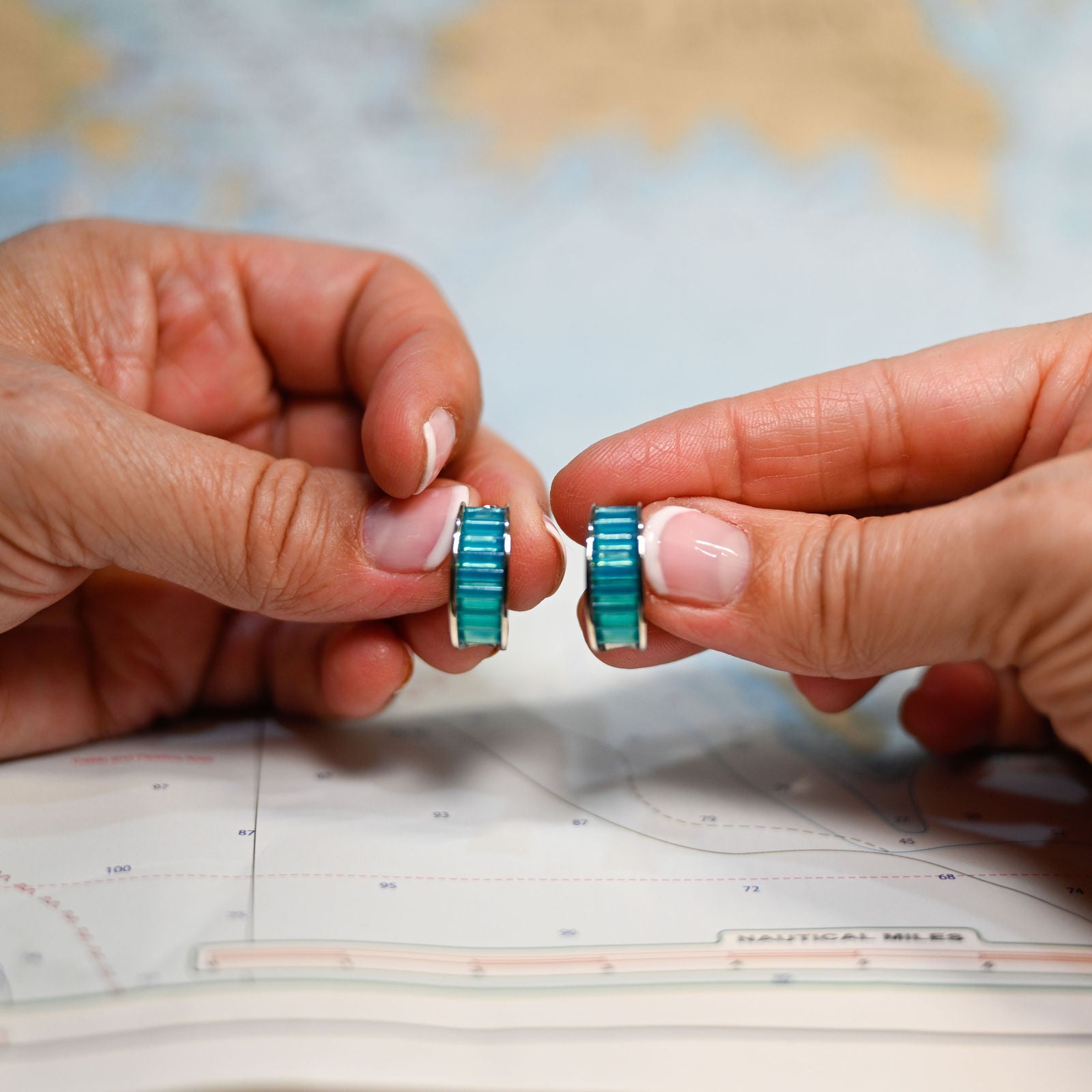 14kwg 7.0mm AAA Premium Caribbean Blue Onyx Earrings