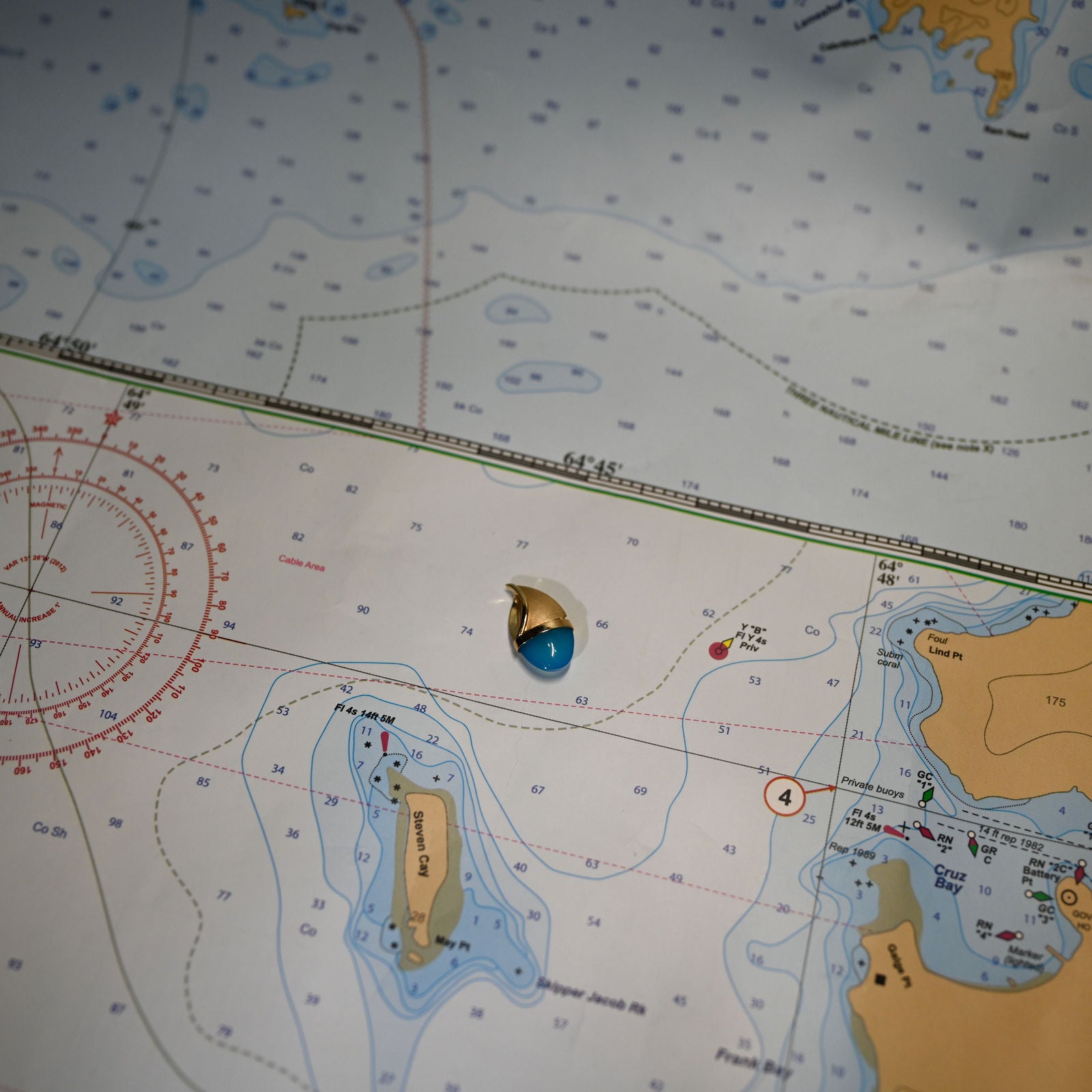 14K BLUE CHALCEDONY SAILBOAT PENDANT BY P MURPHY