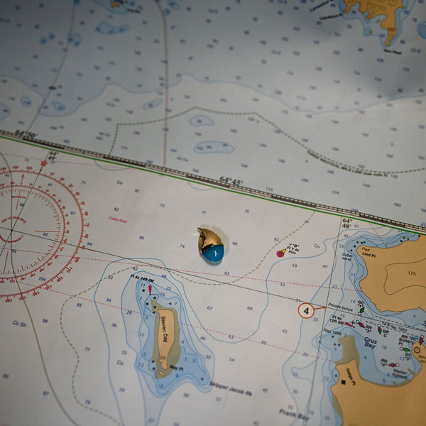 14K BLUE CHALCEDONY SAILBOAT PENDANT BY P MURPHY