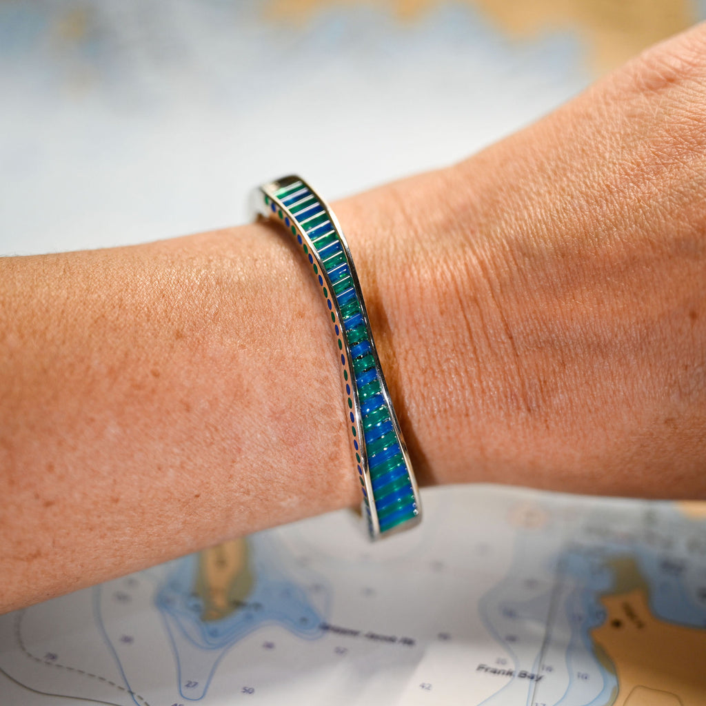 Argentium/Sterling Silver Blue and Green Onyx Bracelet