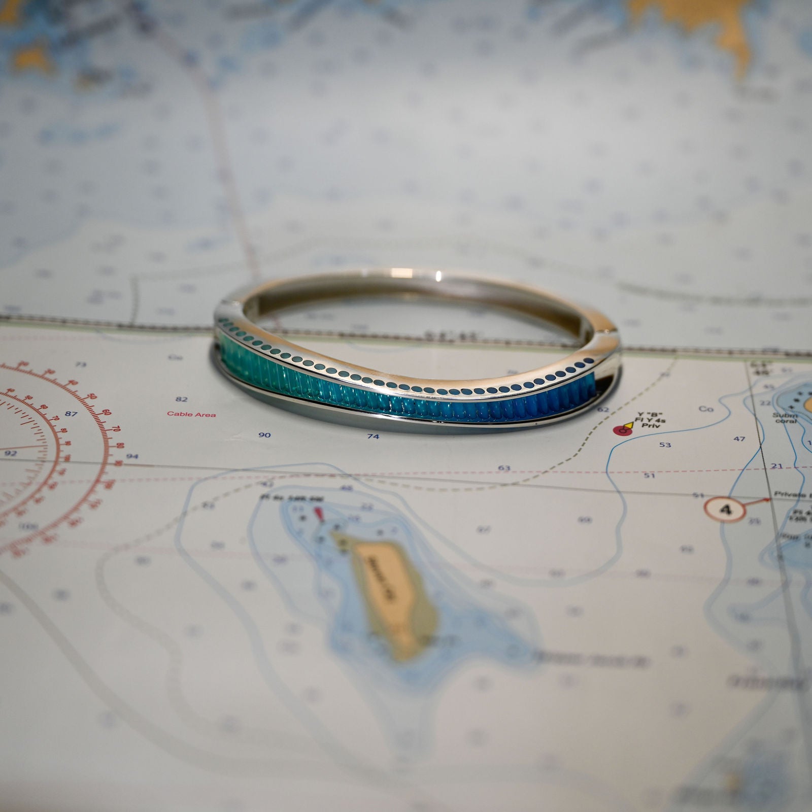 Argentium/Sterling Silver AAA Caribbean Blue Onyx "St John Waters" Gradation Wave Bracelet