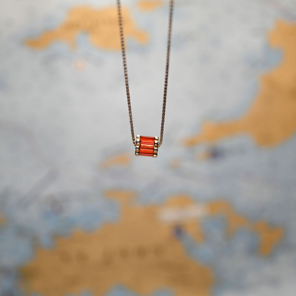 Argentium/Sterling Silver 20" Adj 10mm Carnelian Cylettes/Clear Cubic Zirconia RoundelNecklace