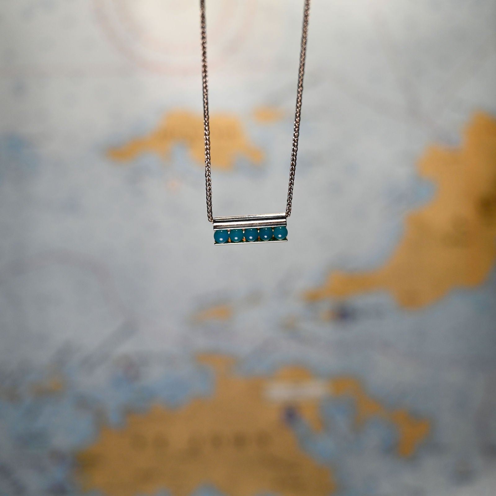 Argentium/Sterling Silver 18" Adj 4mm Bead Caribbean Blue Onyx Capture Necklace