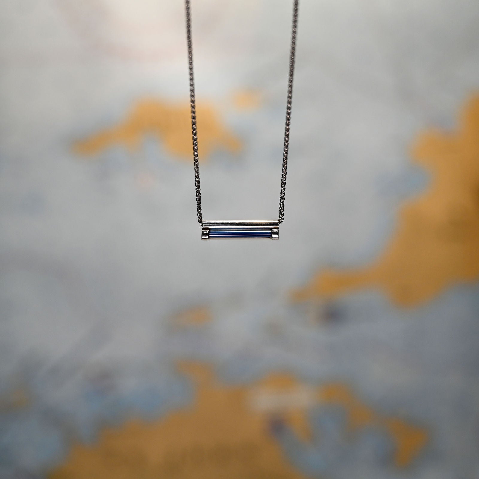 14kwg 18" Adj AAA Premium Petrol Blue Onyx Single Cylette Necklace