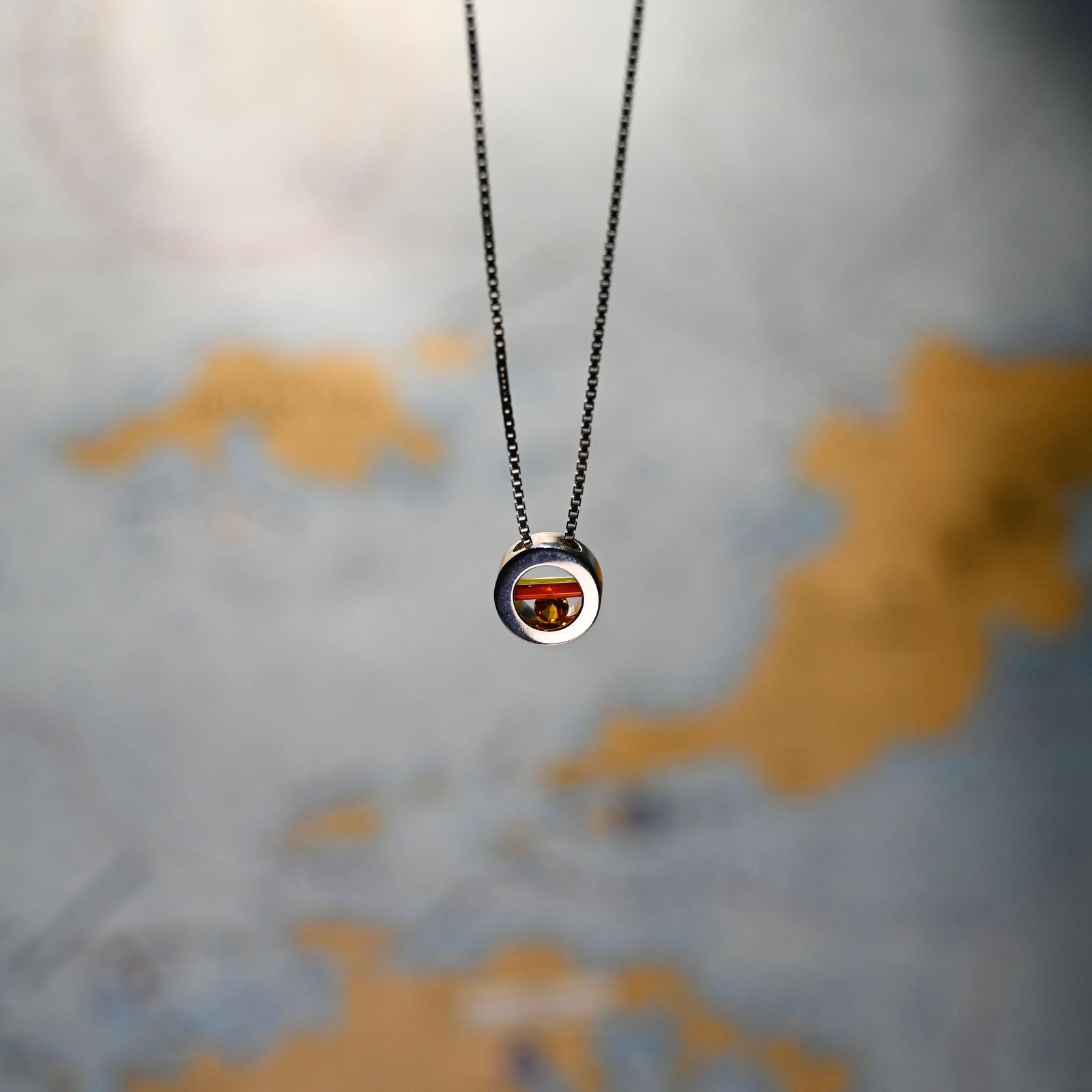 Argentium/Sterling Silver 18" 14mm Carnelian and Lemon Onyx Cylettes/Mystic Topaz Capture Necklace