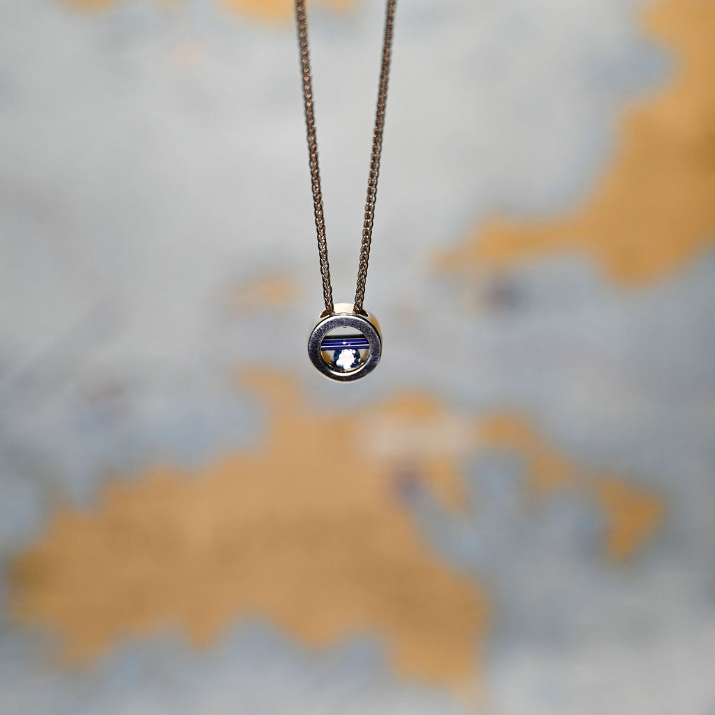 Argentium/Sterling Silver 20" Adj 14mm Round Blue Topaz/Lavendar Onyx Capture Necklace