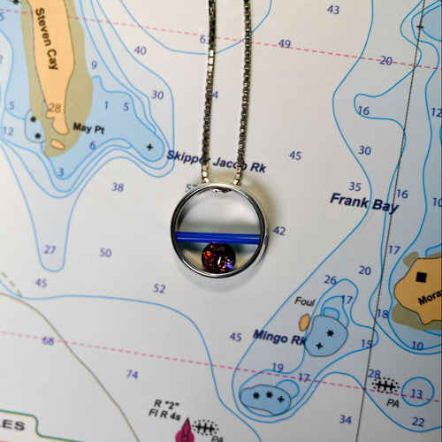 Adjustable Hula Capture Necklace in Argentium and Sterling Silver with Mystic Topaz and Caribbean Blue Onyx (20")