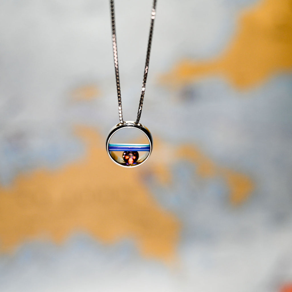 Argentium/Sterling Silver 20" Adj 6mm Mystic Topaz/Caribbean Blue Onyx Hula Capture Necklace