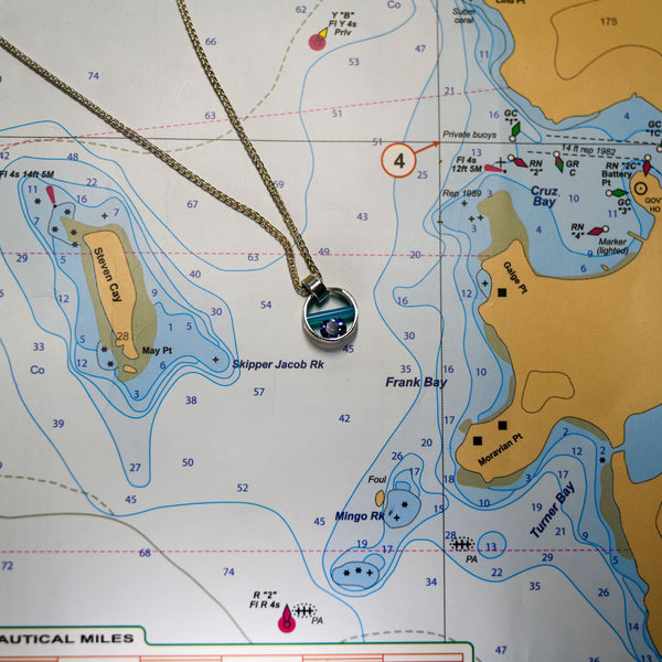 Argentium/Sterling Silver 20" 11mm .42ct Iolite/Caribbean Blue Onyx Capture Pendant