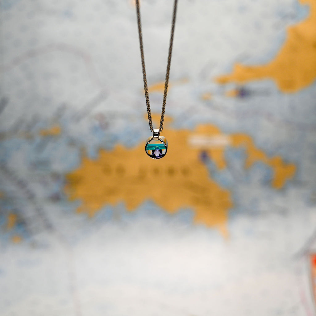 Argentium/Sterling Silver 20" 11mm .42ct Iolite/Caribbean Blue Onyx Capture Pendant