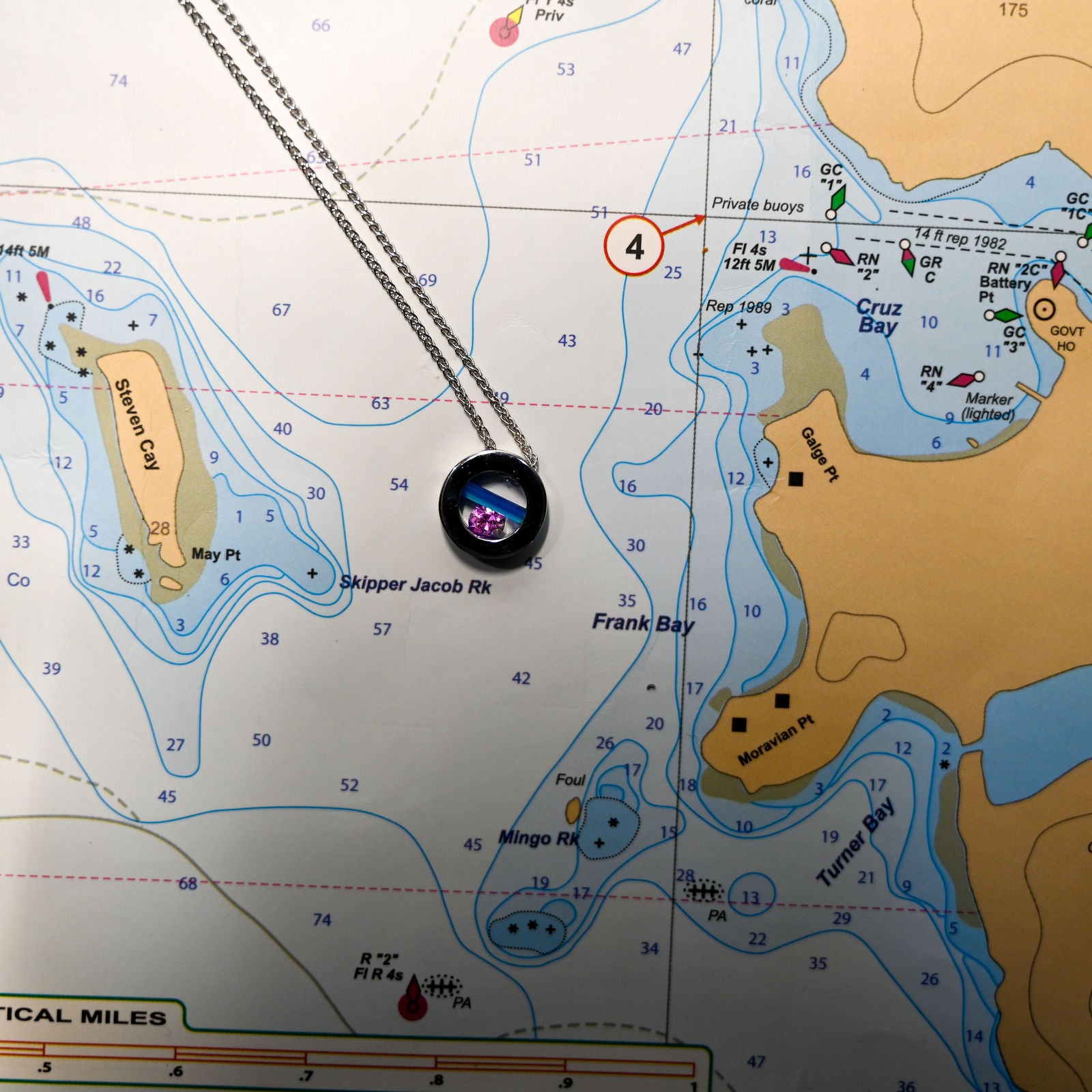 14kwg 20" 14mm Round .36ct Natural Pink Umbia Sapphire/Caribbean Blue Cylettes Capture Necklace