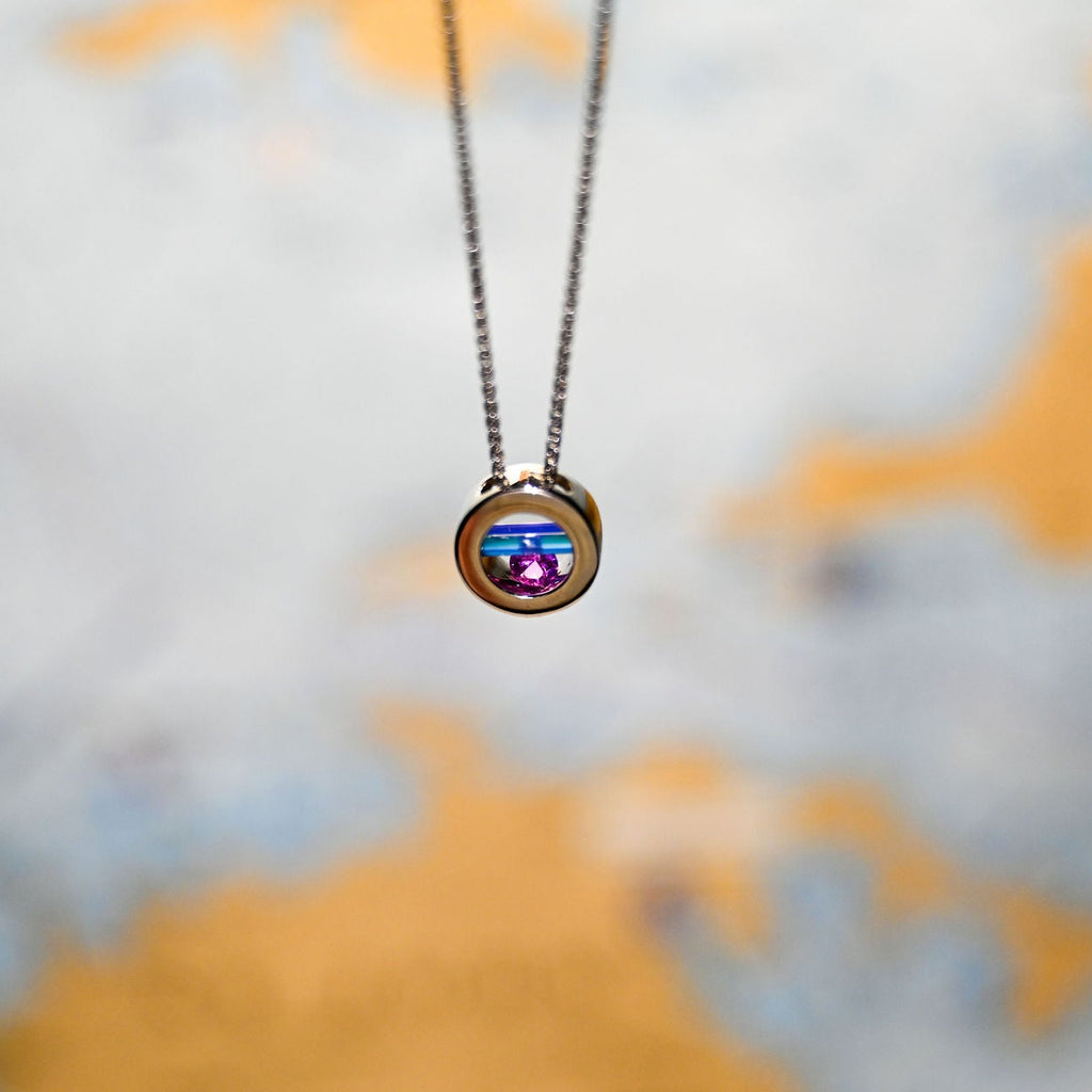 14kwg 20" 14mm Round .36ct Natural Pink Umbia Sapphire/Caribbean Blue Cylettes Capture Necklace